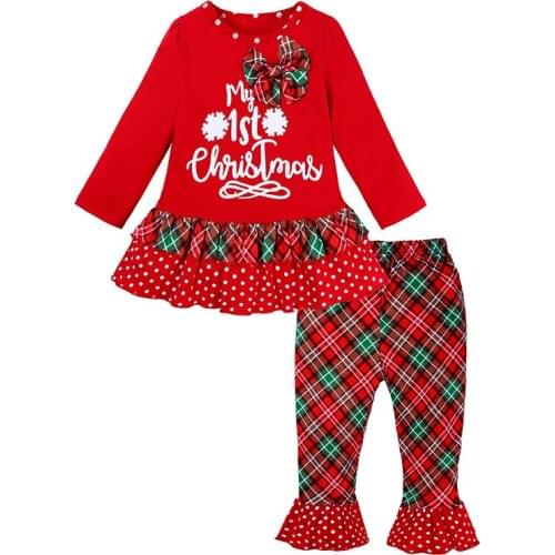 Christmas Costume Baby Girls Clothing Sets Little Princess Cotton Long Sleeve Top And Pants Fashion Girls Suit Children Clothing