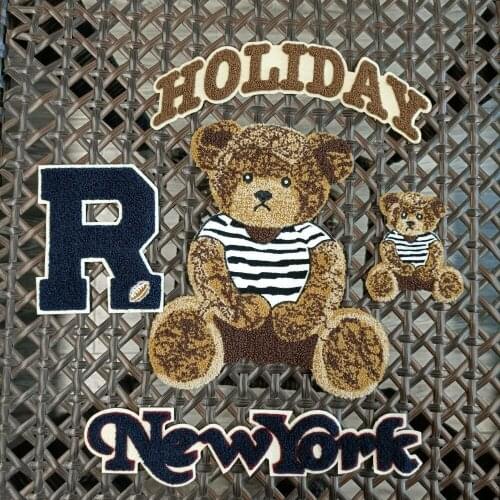 Garment accessory one set embroidery letter bear patch animal patches for cartoon clothing PA-3047