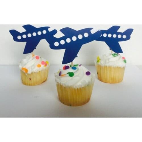 Airplane Travel the world First boy birthday Glitter cupcake Toppers wedding party Bridal shower Baby Shower food picks