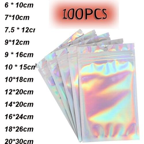 100Pcs Wholesale Self Seal Reclosable Pouches False Eyelashes Aluminum Foil Packaging Bag Retail Snacks Storage Waterproof Pack