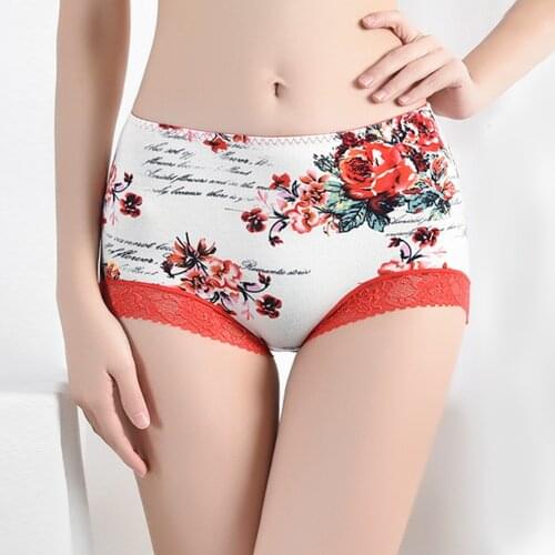 Sexy Ice Silk Printed Triangle Underpants Women Mid-waist Cotton Crotch Underwear Ladies Breathable Women panties Soft Briefs