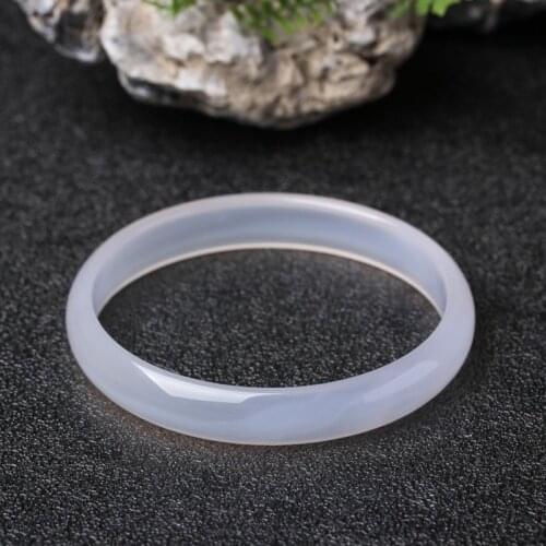 Natural White Agate Hand-carved Wide Band Childrens Bracelet Fashion Jewelry Childrens Chalcedony Small-caliber BeautyBracelet