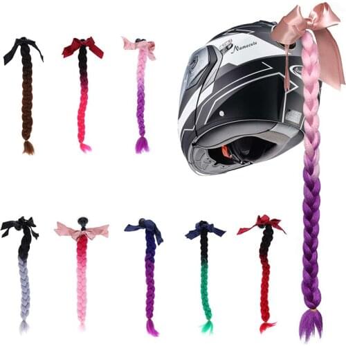 60cm Gradient Ramp Helmet Braids Ponytail Motorcycle Bike Helmet Hair Motorcycle Helmet Braids Woman Braids Wig 8 Colors