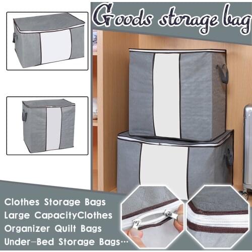 Large Capacity Clothes Storage Bag Organizer with Reinforced Handle Thick Fabric Organizer For Comforters Zip Lock Poly Box
