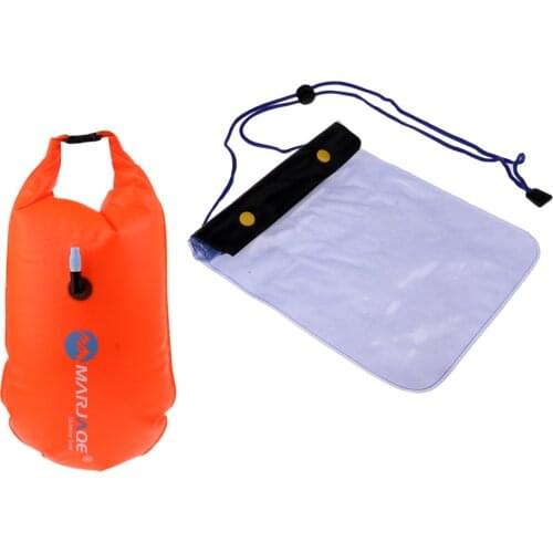 Orange Safety Swim Tow Float Dry Bag & Waterproof Phone Pouch Case Cover For Swimming Diving Hiking Cycling Camping