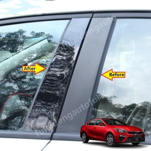 6pcs For Kia Forte K3 2019-2020 Black Door B,C Pillar Mirror Plate Molding Car Styling Accessories