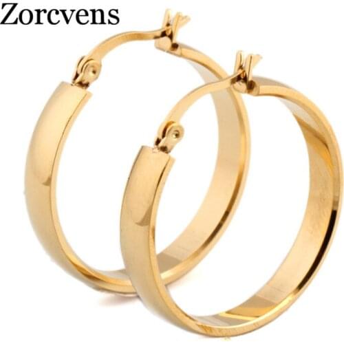 Modyle Brand Earrings For Women Fashion Jewelry Gift Wholesale Trendy 2 Colors Gold Color Stainless Steel Hoop Earrings