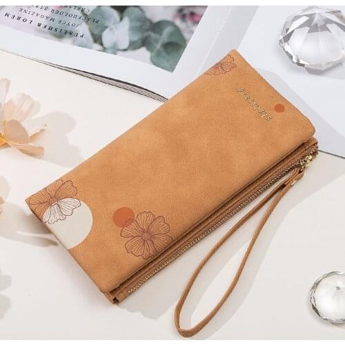 New Soft Nubuck Leather Women Wallet High Capacity Ladies Fashion Flower Female Wallet Coin Purse Long Women Purse Card Holders