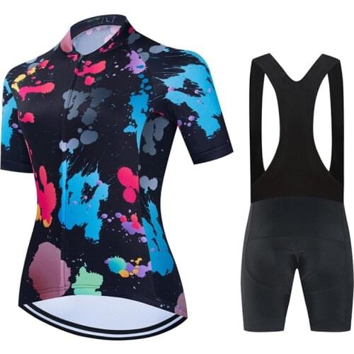 2020 Women Summer Short Sleeve Cycling Jersey Set Breathable Sports Suit MTB Cycling Clothing Female Bib Pants Bicycle Clothes