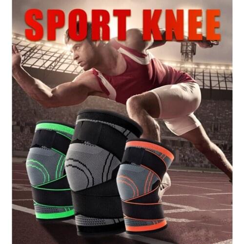 1PC Sports Kneepad Men Pressurized Elastic Knee Pads Support Knitting Cycling Bandages Pressurized Fitness Running Protective