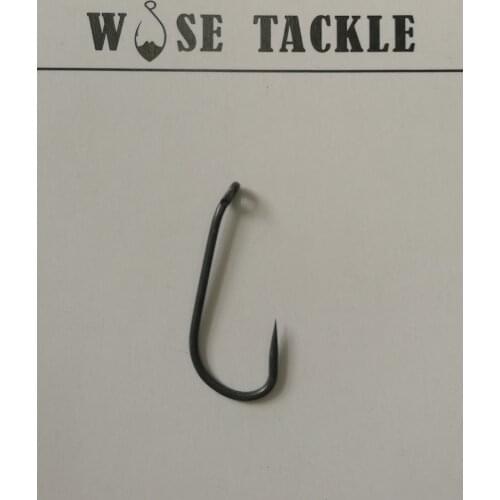 20PCS Wise Tackle Barbless Dark Grey Coated Long Shank T Carp Hooks, Chemically Sharpened for Carp Fishings