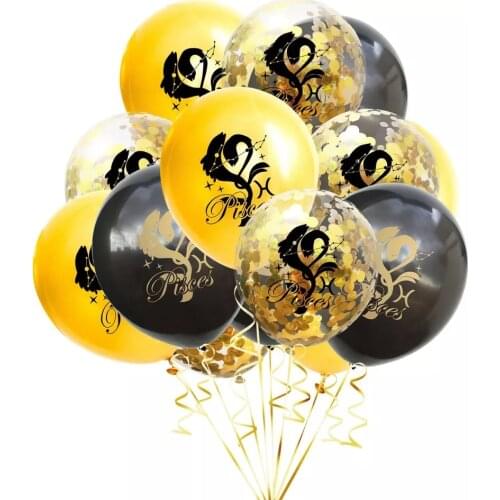 15pcs Creative Constellation Sequins Party Balloons Decor Wedding Balloons Layout for Home Black Gold Transparent 5pcs for Each