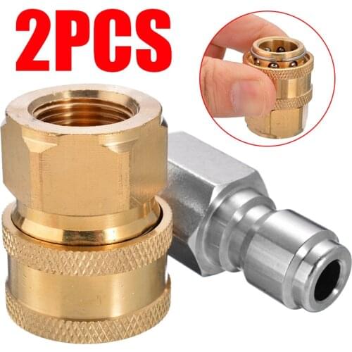 2pcs Durable 3/8" Pressure Washer Adapter Set Female Quick Connect Plug And Socket For Attach A Hose To The Water Pump
