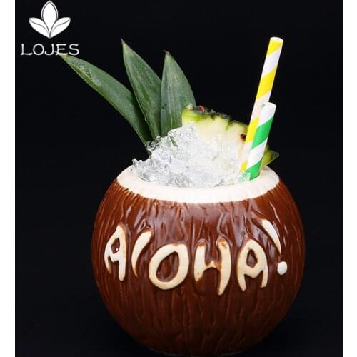 400ml Ceramic Mug Coconut Shape Mug For Gifts Cups And Mugs Collections New Year Decoration Tiki Mug