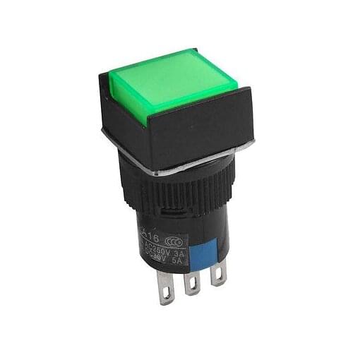 AC 3A/250V DC 5A/30V Green Square Momentary Pushbutton Switch