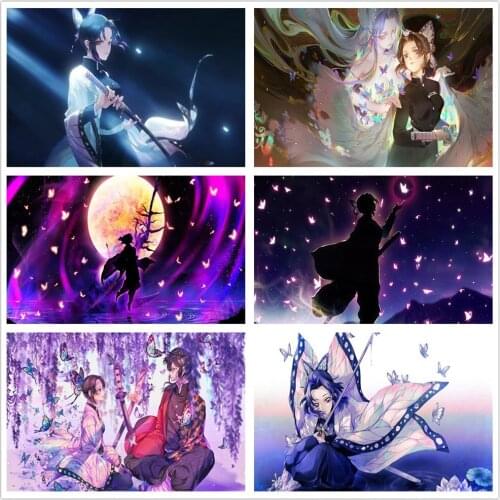 Diamond painting 5D diy cartoon anime ghost slayer girl butterfly diamond embroidery mosaic cross stitch kit wall decoration art