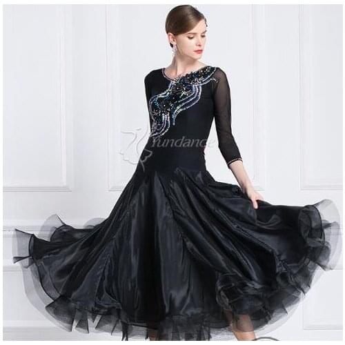 Black ballroom dress woman ballroom dresses dance customize ballroom dress competition lycra B-1874