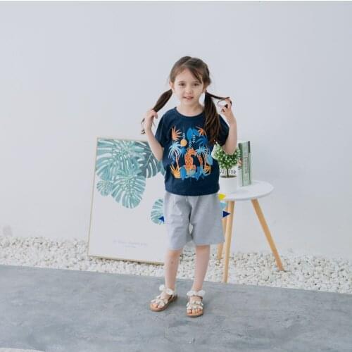 Hollead Cartoon Animal Printing T-Shirt 2021 Summer Childrens Clothing Girls Short Sleeve Kids Sweatshirt Cotton Boys Tshirts