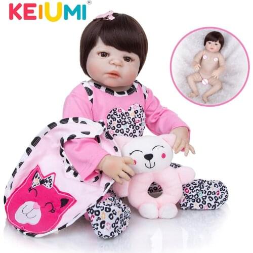 KEIUMI Wholesale Reborn Baby Vinyl Doll Full Silicone Body Lifelike Reborn Menina Boneca 23Inch Educational Playmates Toys