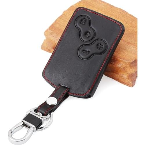 Leather Car Key Case For Renault Koleos Laguna 2 3 Megane 1 2 3 Sandero Scenic Captur Clio Fluence 4 Buttons Remote Cover Holder