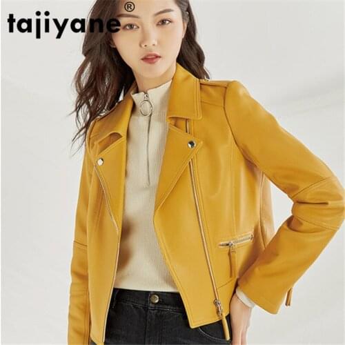 Jacket Leather Genuine Women 100% Sheepskin Coat Motocycle Woman Coats Womens Clothing Mujeres Abrigos A400007 WPY761