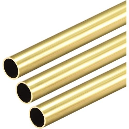 Uxcell Brass Round Tube 300mm Length 9.5mm OD 0.5mm Wall Thickness Seamless Straight Pipe Tubing 3 Pcs