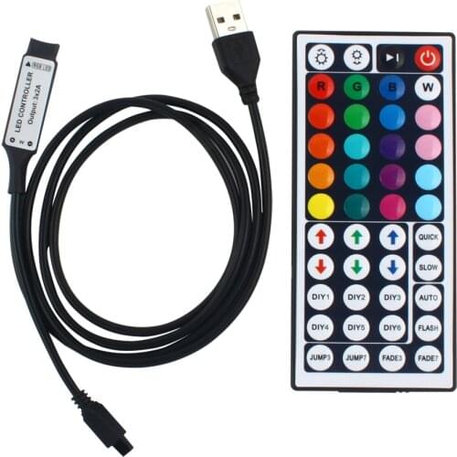 DC 5V USB LED RGB Controller Mini 44-Key Dimmer IR Remoter 17Keys RF Wireless Remoter Control for RGB LED Strip light