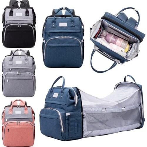 Multifunctional Portable Large Mom Diaper Bag Folding Baby Travel Large Backpack Baby Bed Diaper Changing Table Pads For Outdoor