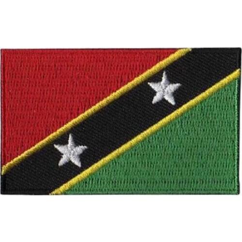 Embroidery Patches for Saint Kitts/Garment Label Made by Twill with Heat Cut Broder With Iron On Backing MOQ50pcs Free Shipping