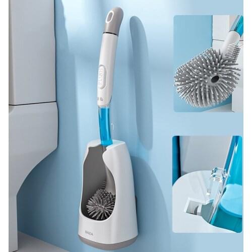 Wall-Mounted Toilet Brush No Dead Ends Can Add Liquid WC Toilet Brushes With Cleaning Tube TPR Punch-free Bathroom Accessories