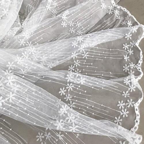 Off-white small fresh cotton thread embroidery net yarn fabric womens childrens clothing skin-friendly lace