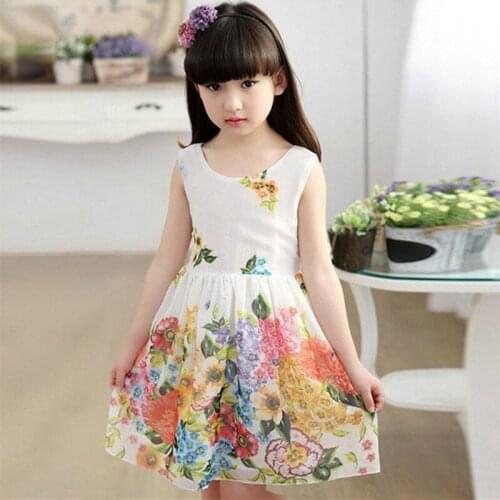 2017 New Summer Floral Bow Girl Dresses Girls Clothes Kids Formal Dress