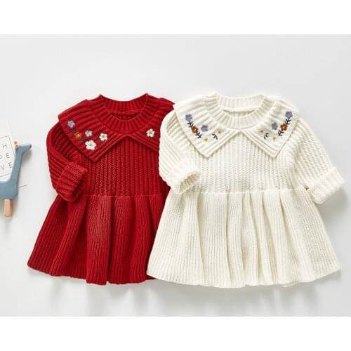 Spring New Arrival Sweet Kids Girls Knit Dress