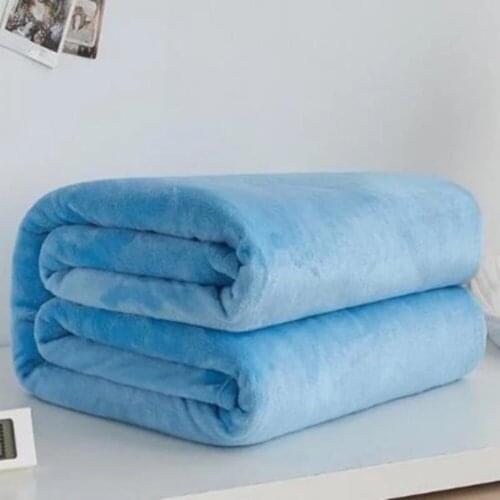 Summer Solid Color Blue Pink Blanket Soft Warm Coral Fleece Blanket Faux Fur Mink Bedspread Sofa Plaid Throw Sleeping Cover