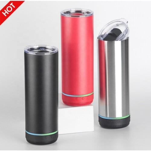 Wholesale 500ml New Arrival Straight Music Tumbler Waterproof Speaker Bottle Double Wall Stainless Steel White Sublimation