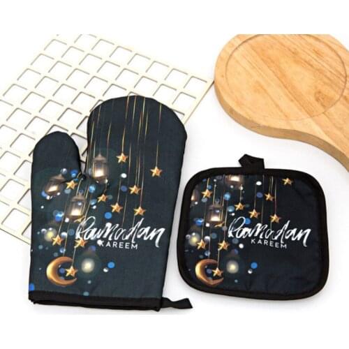 Kitchen Gloves Insulation Cartoon Pattern Pad Cooking Microwave Gloves Baking BBQ Oven Potholders Oven Mitts Potholder Pad