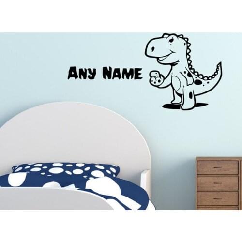 Personalized Name Vinyl Wall Decals Cute Little Dinosaur Art Wall Sticker For Boys Room Removable Decor adesivo de parede ZA578