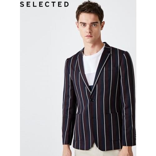 SELECTED Mens Single Button Strip Suit Jacket Blazer| 419308501