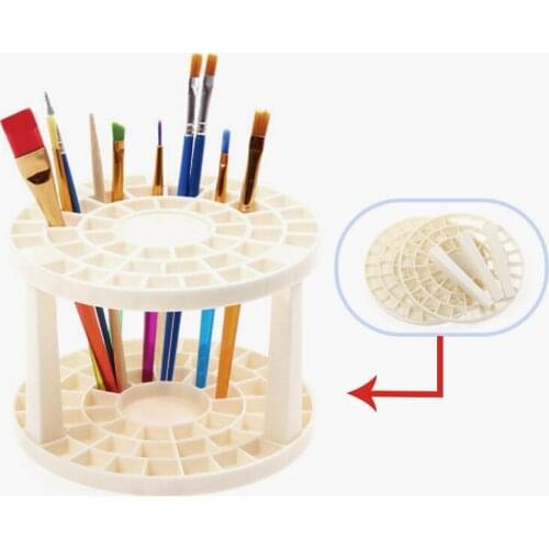 Plastic Multi-function Porous Insert Penholder 49 Holes DIY Assemble Round Penholder Desktop Pen/Brush Container Storage Simple