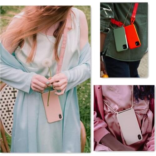 Luxury Silicone Chain Necklace Cell Phone Cases With Lanyard Neck Strap Cord funda For iPhone 6 7 8 Plus X XS XR 11 12 pro MAX