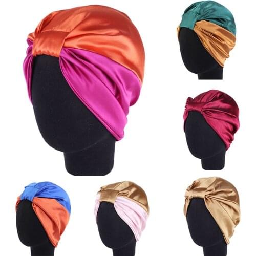 6 Colors Silk Salon Bonnet Women Sleep Shower Cap Bath Towel Hair Dry Quick Elastic Hair Care Bonnet Head Wrap Hat