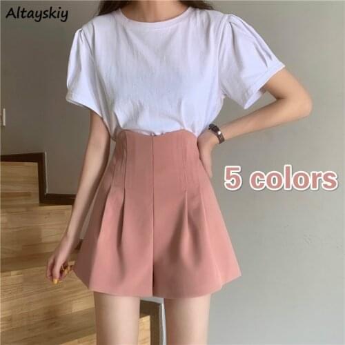 Straight Shorts Women High Waist Elegant Lovely Summer Trendy Ulzzang Trendy Girls Trouser Leisure Soft All-match Femme Clothing