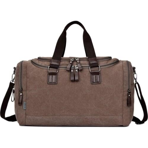 Large Capacity Mens Hand Luggage Travel Duffle Canvas Bags Weekend Shoulder Bags Multifunctional Overnight Duffel Bag
