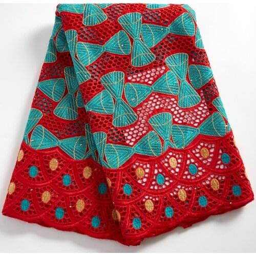 Zhenguiru High Quality Red And Green African Fabric Cotton Swiss Voile Fabric 2021 Nigerian Fabric For Women Party Wedding A2282