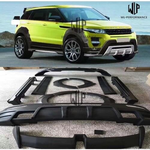 High quality PU Unpainted Car body kit Front rear bumper Side skirts Round eyebrows For Range Rover Evoque 14-17