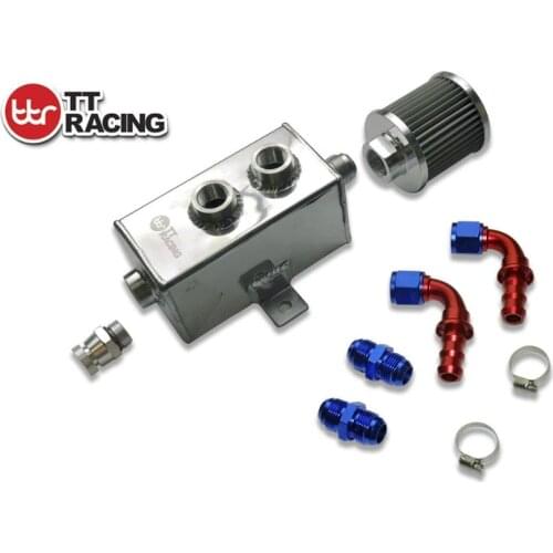 1L_OT_PO_KIT - Universal Aluminum 1L Oil Catch Tank CAN Reservoir+Breather Filter W/Fittings