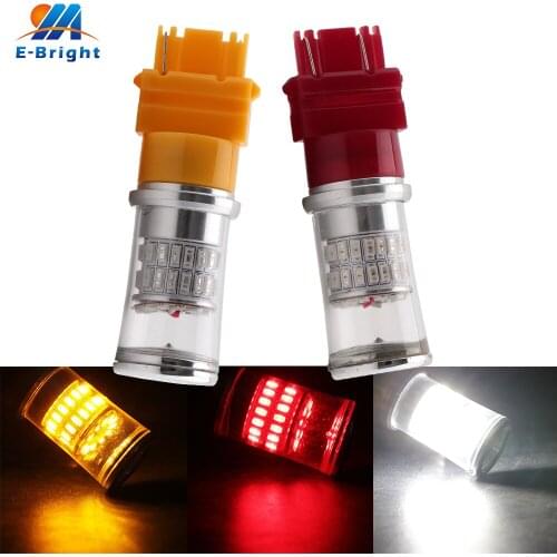 10pcs DC12V 3014 48 SMD White Red Amber Lens 3156 3157 T25 Base Led Bulb Auto Driving Indicator Tail Turn Light Leds