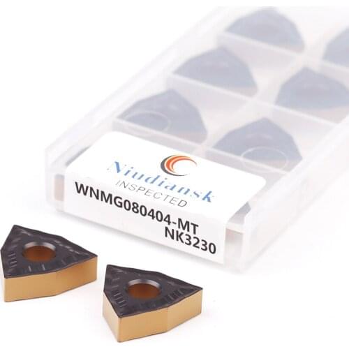 10pcs WNMG080404-MT NK3230 WNMG080408-MT NK3230 Carbide CNC lathe turning insert PVD+CVD two-color coating Metal cutting inserts