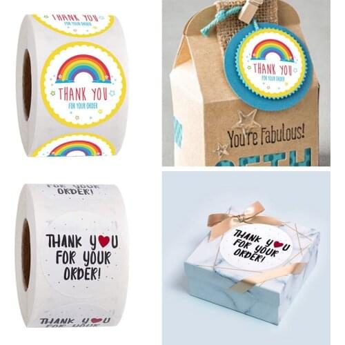 100-500pcs Rainbow Paper Label Stickers Round Thank You Sticker Wedding Gift Decor Envelope Seal Scrapbooking Stationery Sticker
