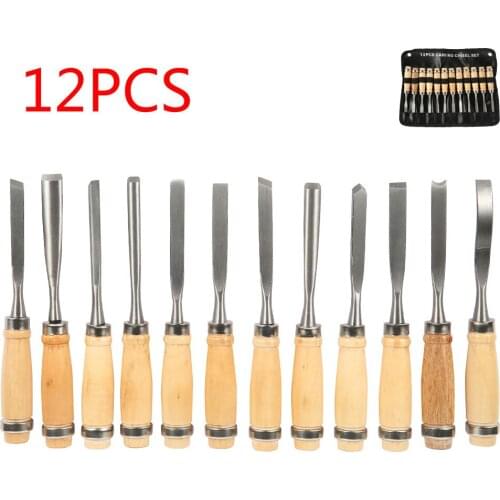 12PCS Professional Wood Carving Chisel Knife Hand Tool Set For Basic Detailed Carving Woodworking Professional Gouges